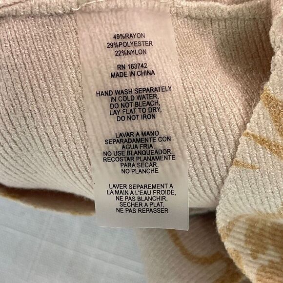 Sioni Blue White Rayon Blend Dolman Sleeve Knit Floral Pullover Sweater Size XL - Picture 4 of 9